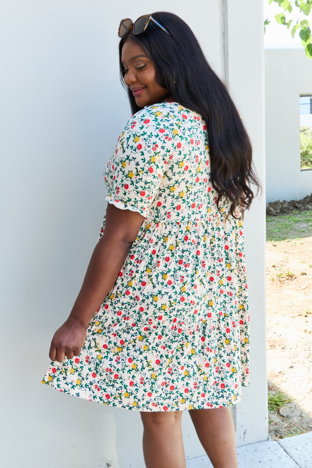 Follow Me Floral Ruffle Mini Dress