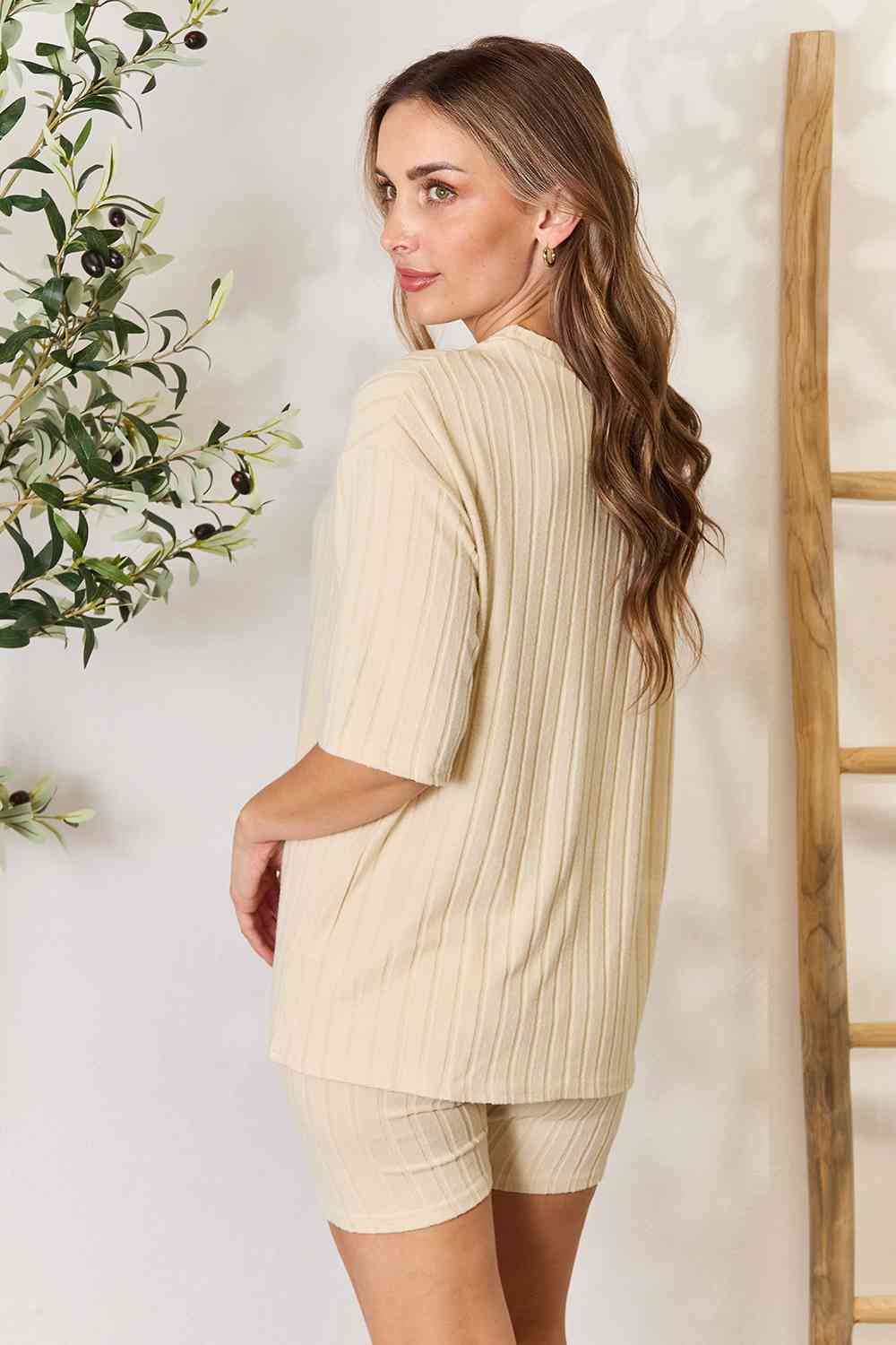 Alianna Ribbed Round Neck Top and Shorts Set