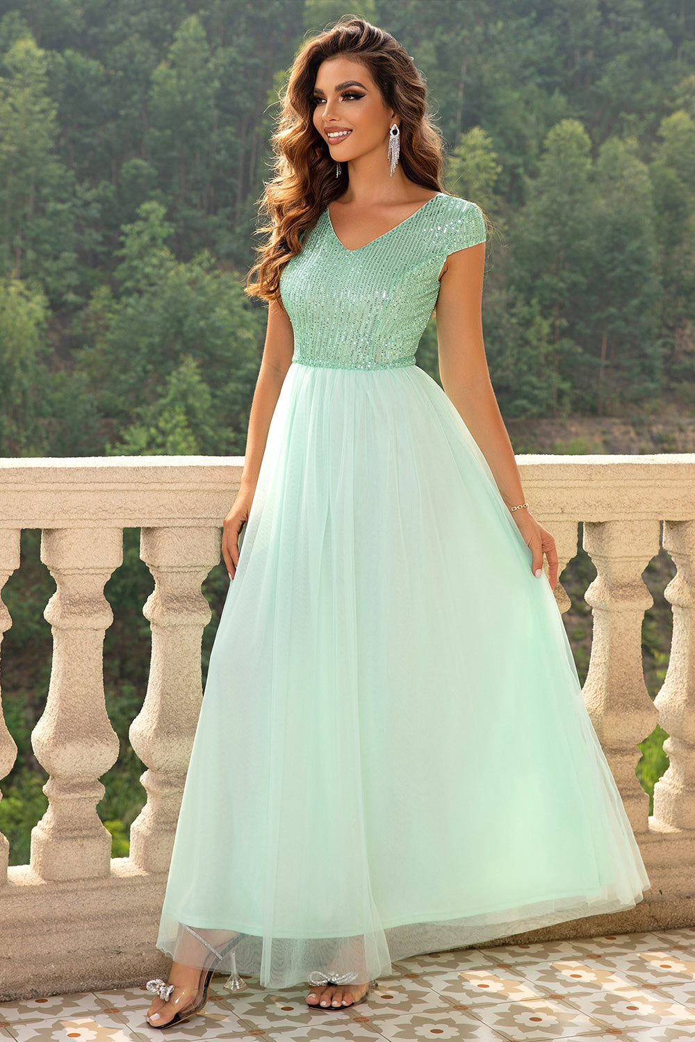 Modern Day Glam Sequin V-Neck Maxi Dress