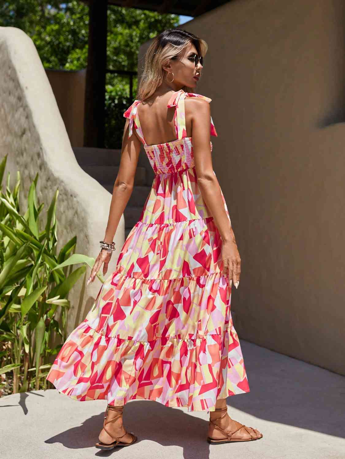 Colette Tie Shoulder Smocked Tiered Dress