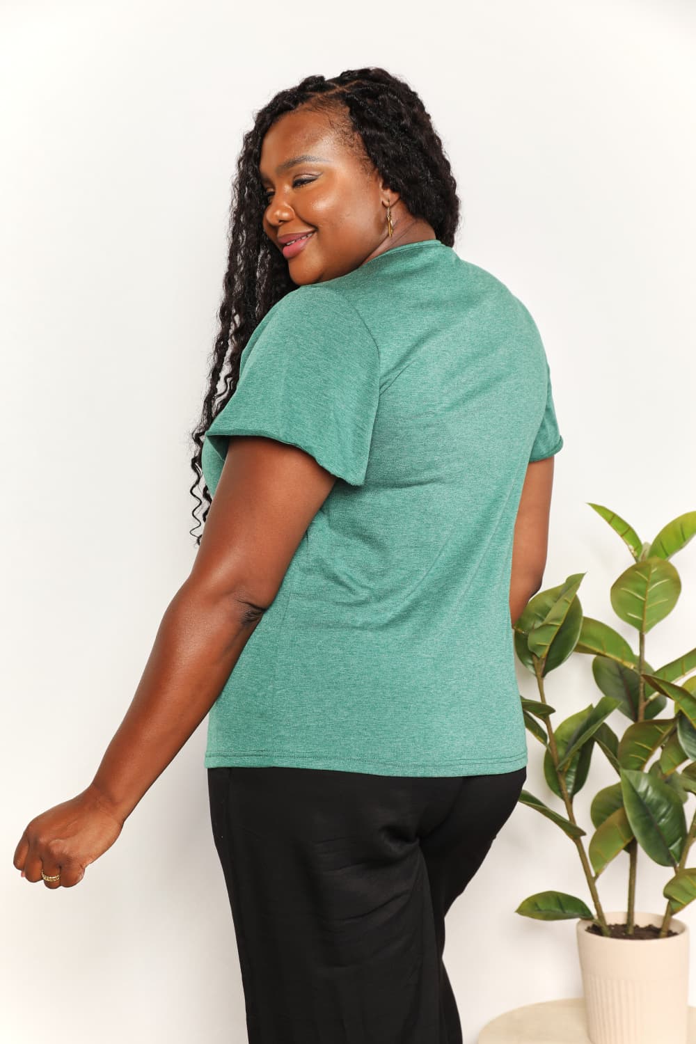 Elora Ruched V-Neck T-Shirt