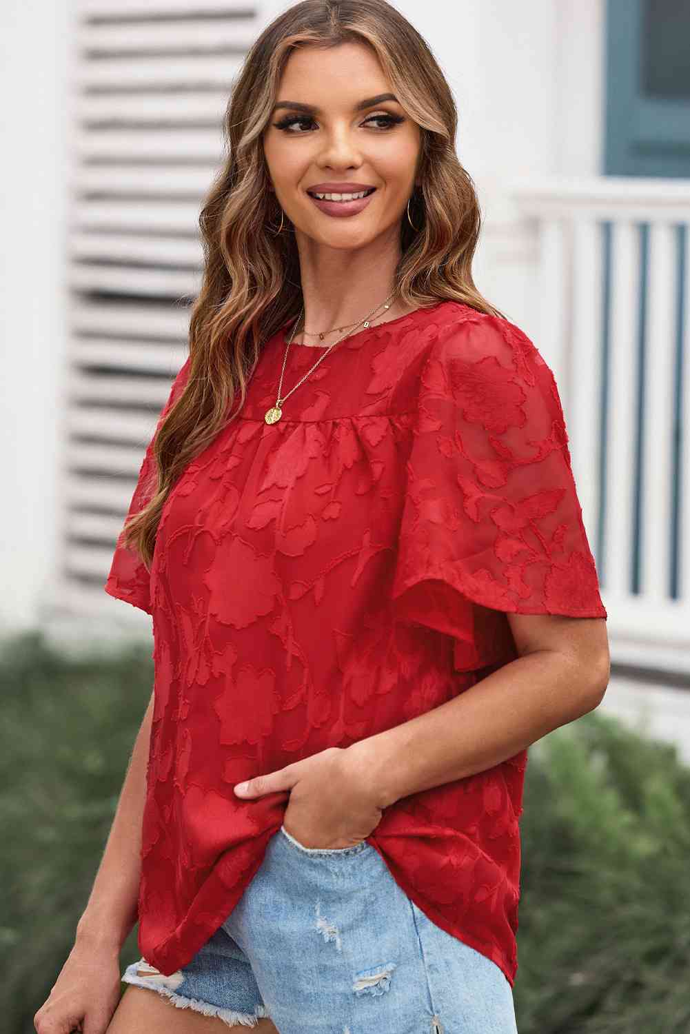 Vanessa Round Neck Puff Sleeve Blouse