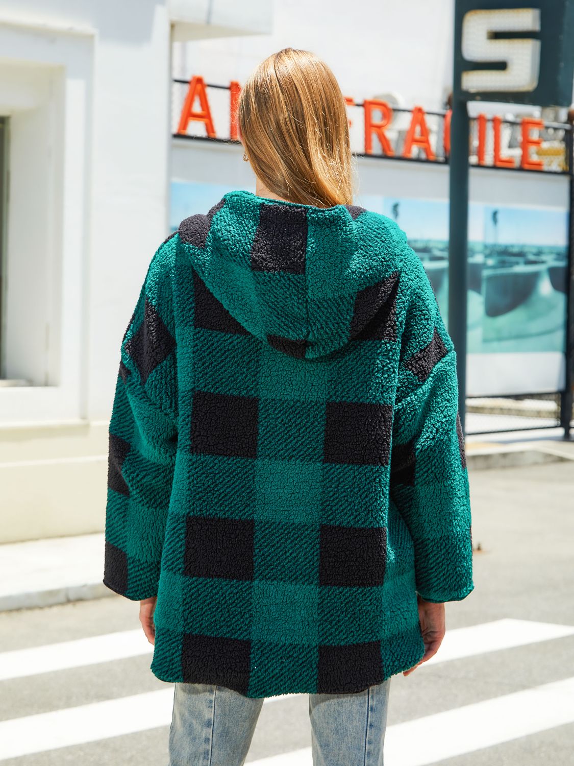 Double Take Reversible Plaid Hooded Jacket