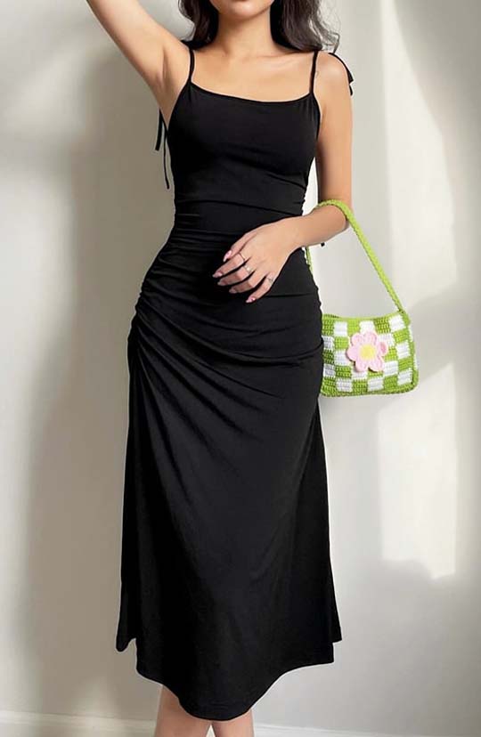 A Night To Remember Black Midi Dress