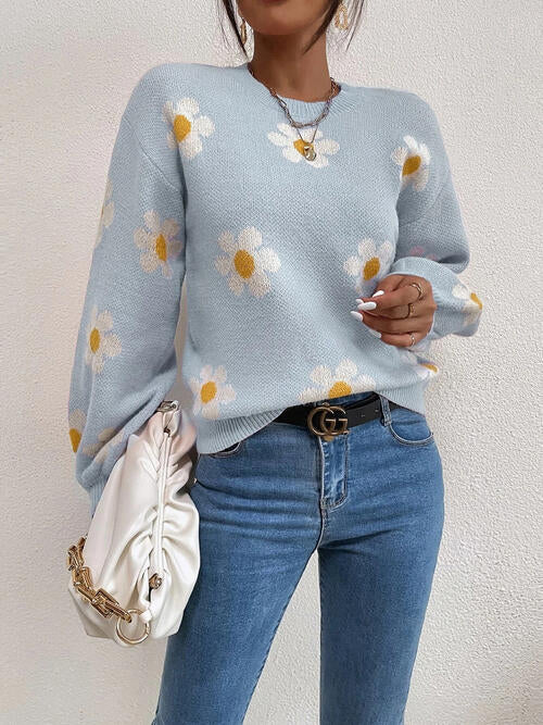 Luna Flower Lantern Sleeve Sweater