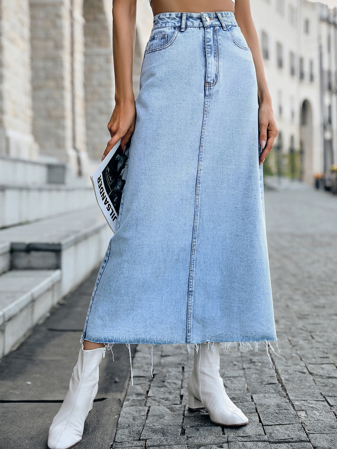 Cecilia Raw Hem Denim Skirt
