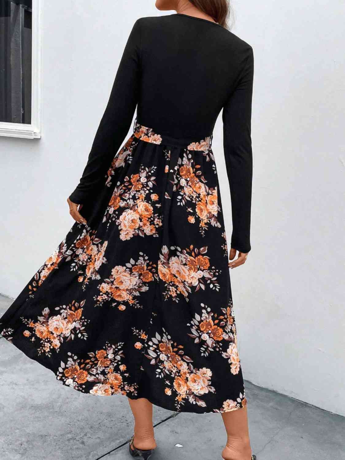 Maisie Floral V-Neck Long Sleeve Dress