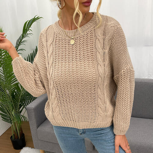 Angelique Openwork Round Neck Sweater