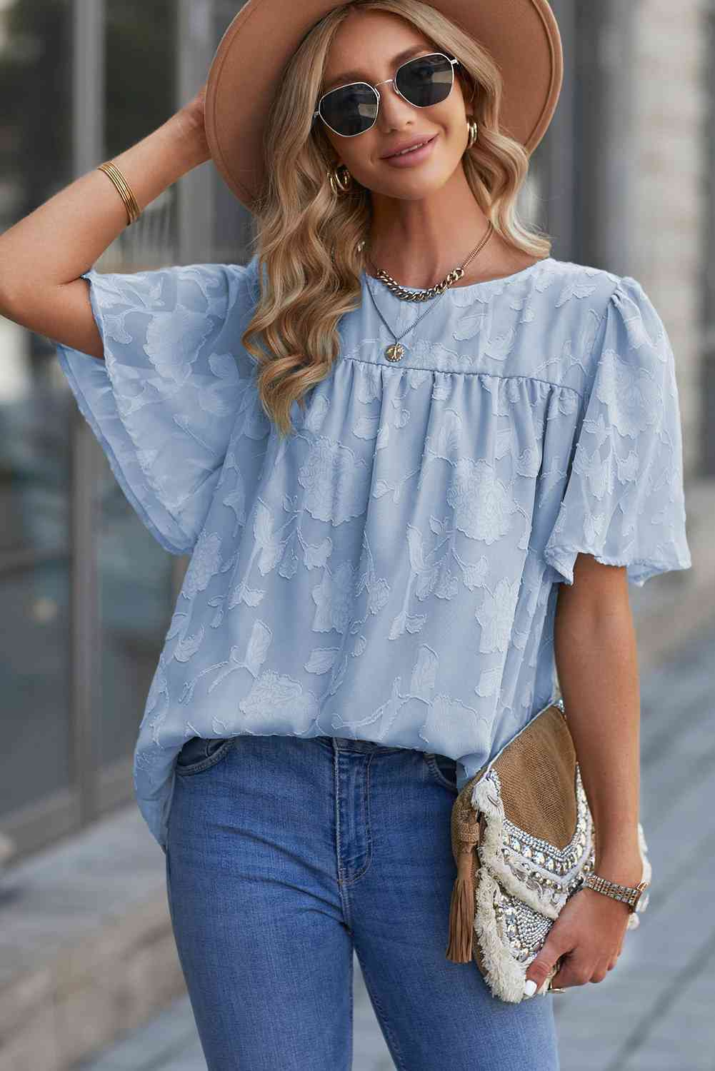 Vanessa Round Neck Puff Sleeve Blouse