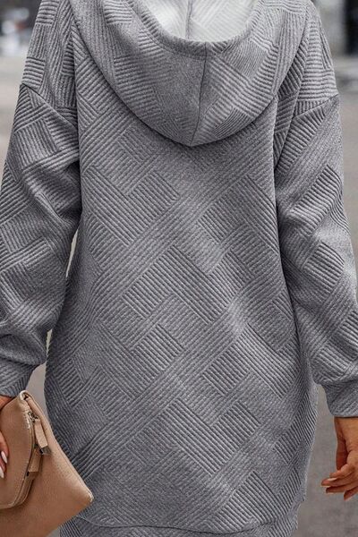 Aria Half Snap Hooded Drawstring Dress