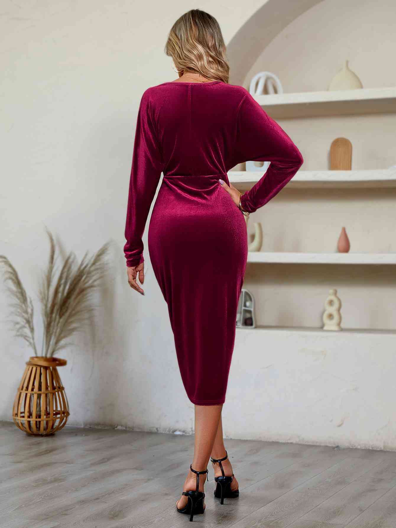 Milena V-Neck Long Sleeve Tulip Hem Dress
