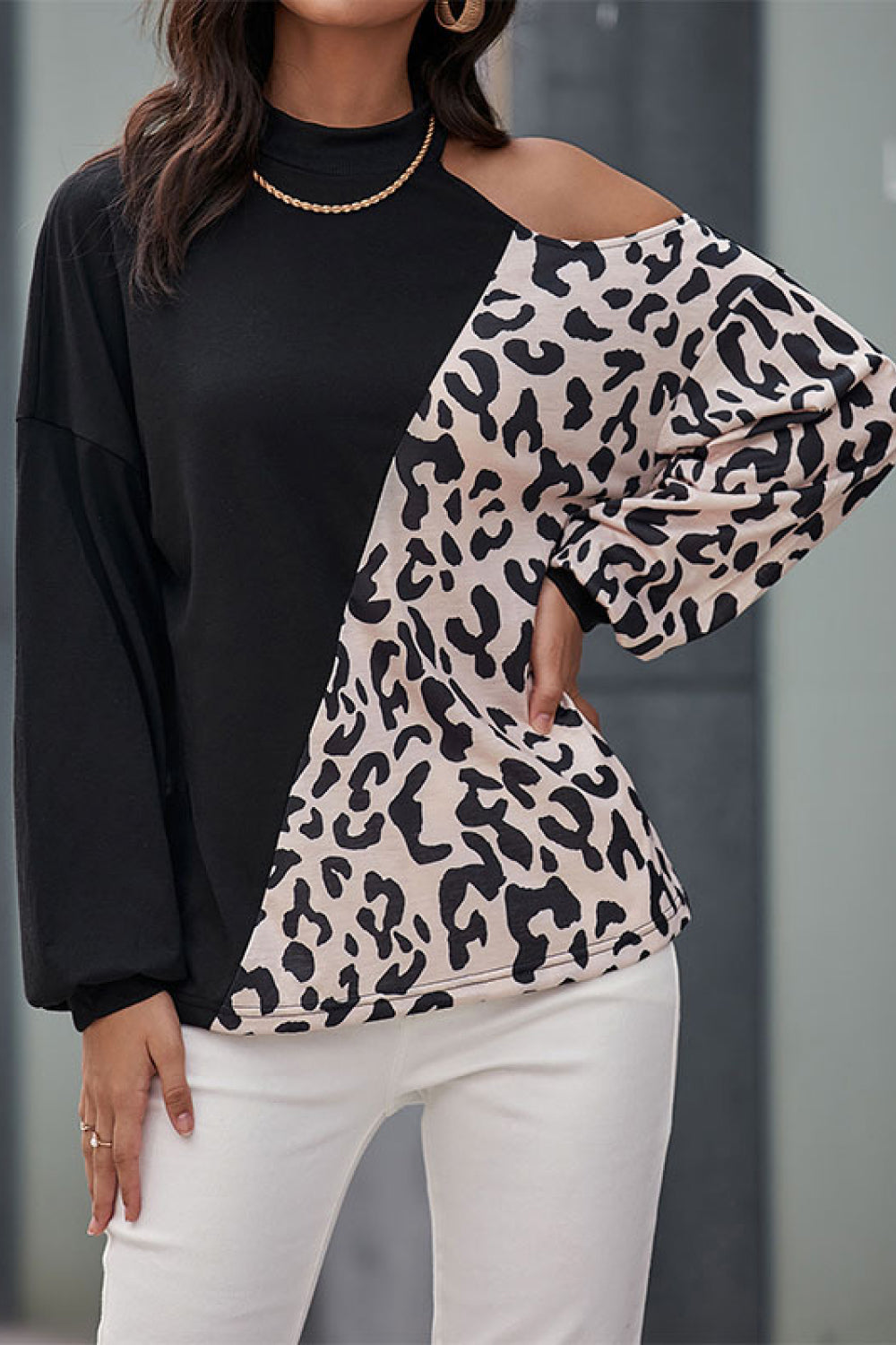 Tiana Two-Tone Leopard Blouse
