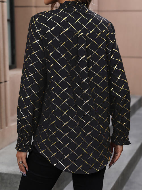 Colette Notched Long Sleeve Blouse