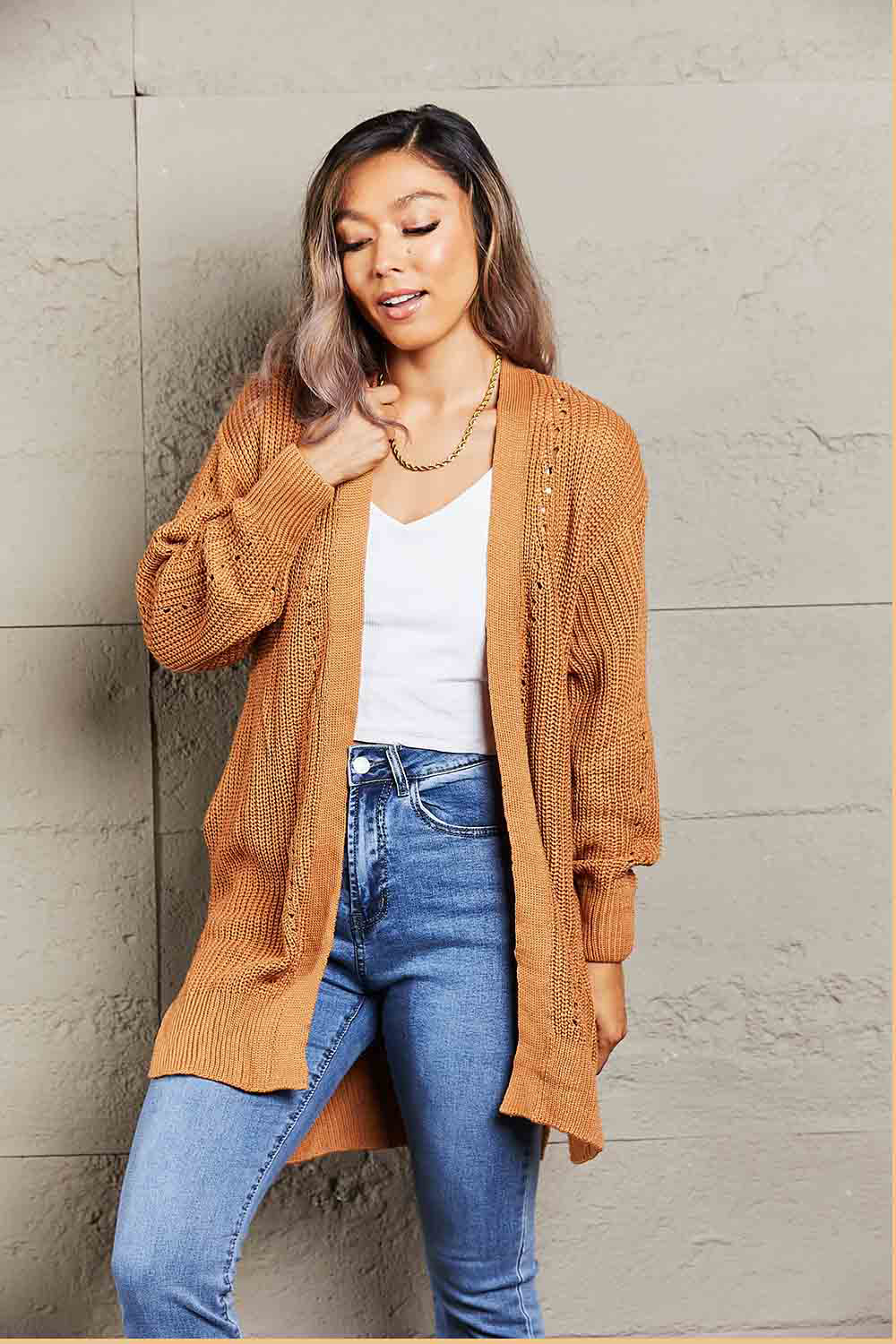 Ryleigh Openwork Rib-Knit Cardigan