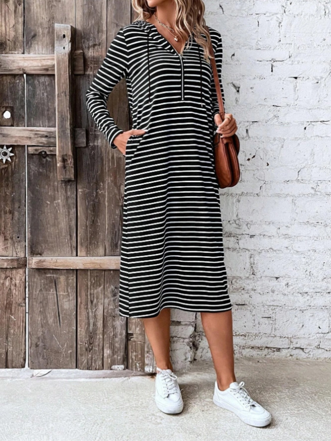 All The Time Striped Midi Dress