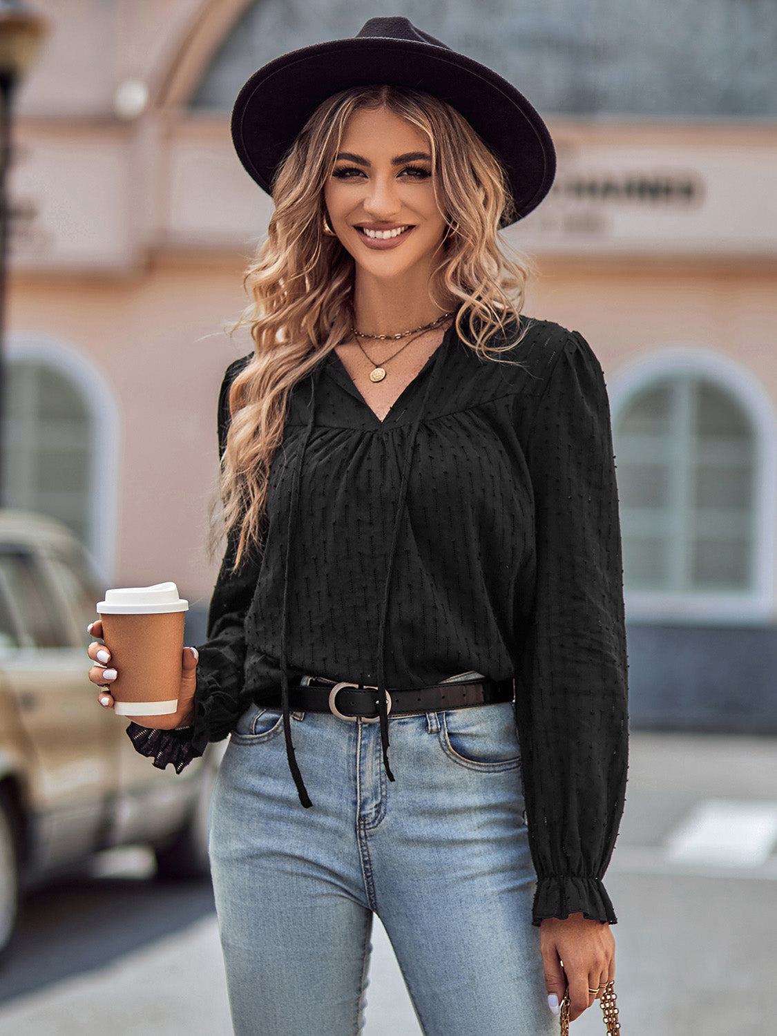 Taking Risks Flounce Sleeve Blouse