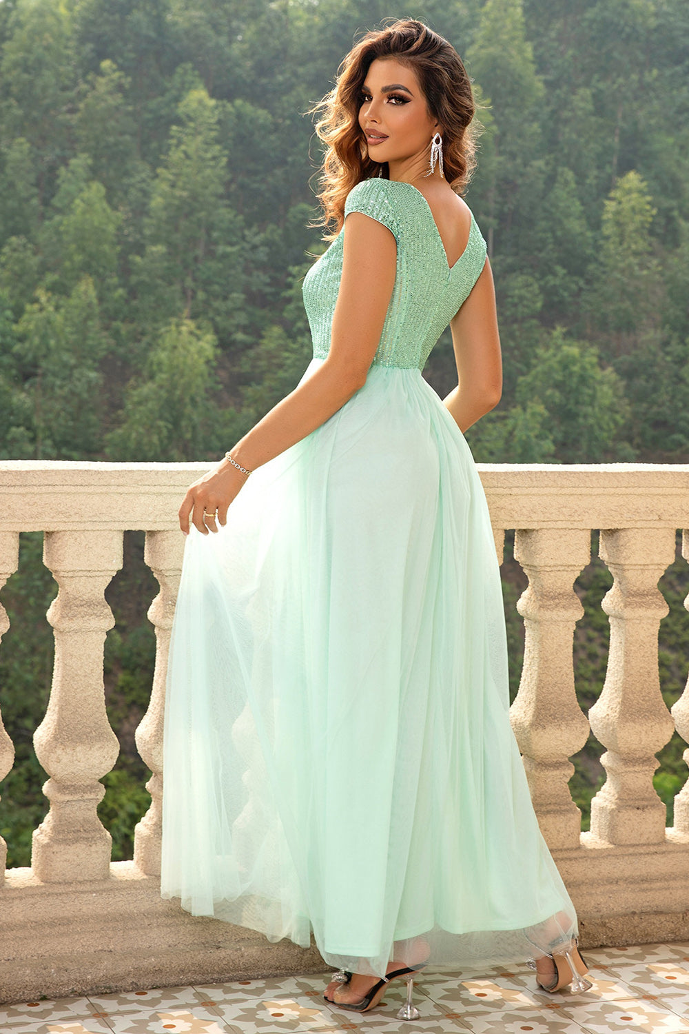 Modern Day Glam Sequin V-Neck Maxi Dress