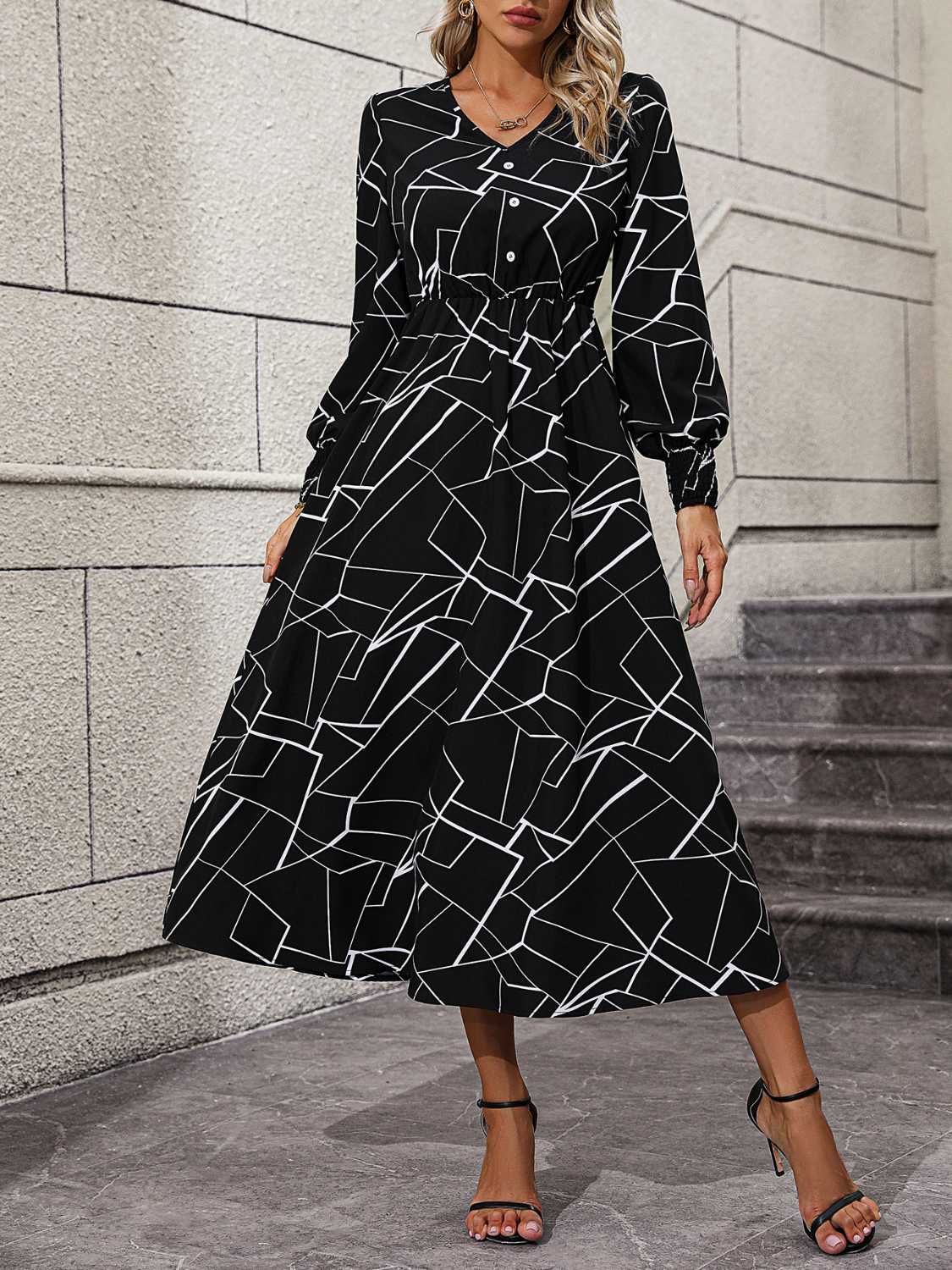 Uptown Girl Geometric Midi Dress
