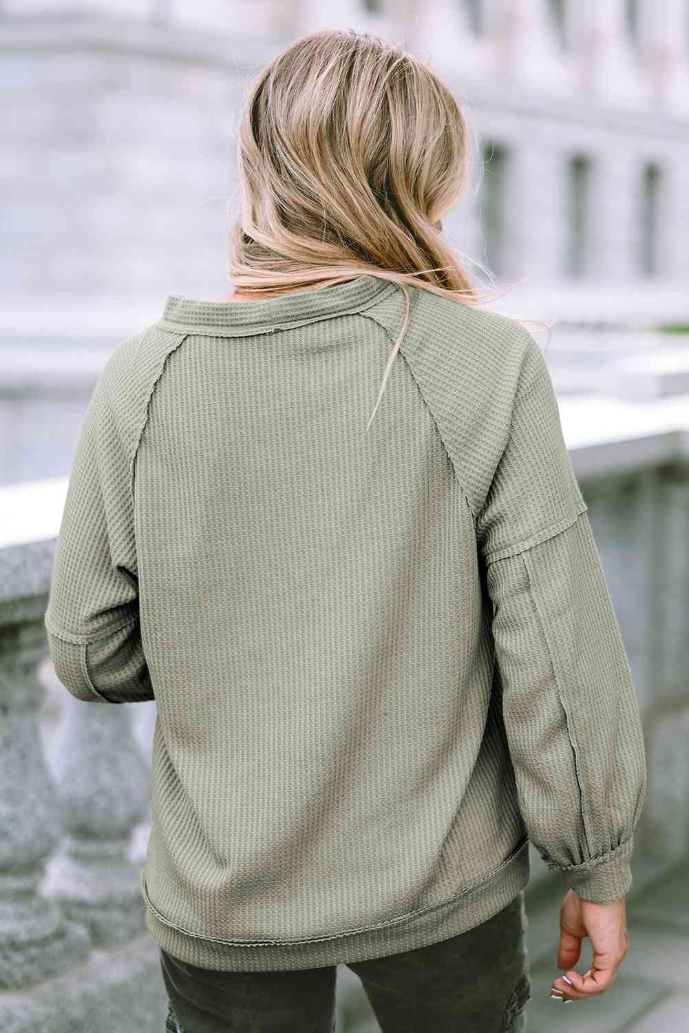 Isabelle Button Down Waffle Knit Shirt