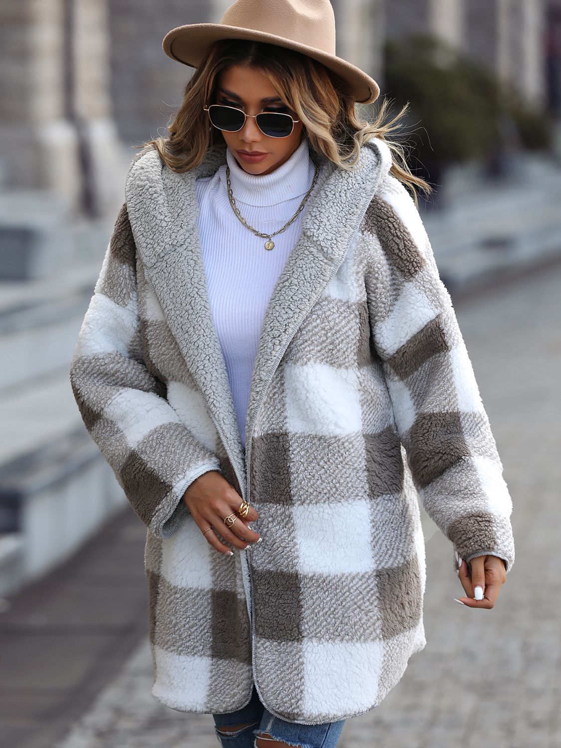 Time To Play Plaid Hooded Coat