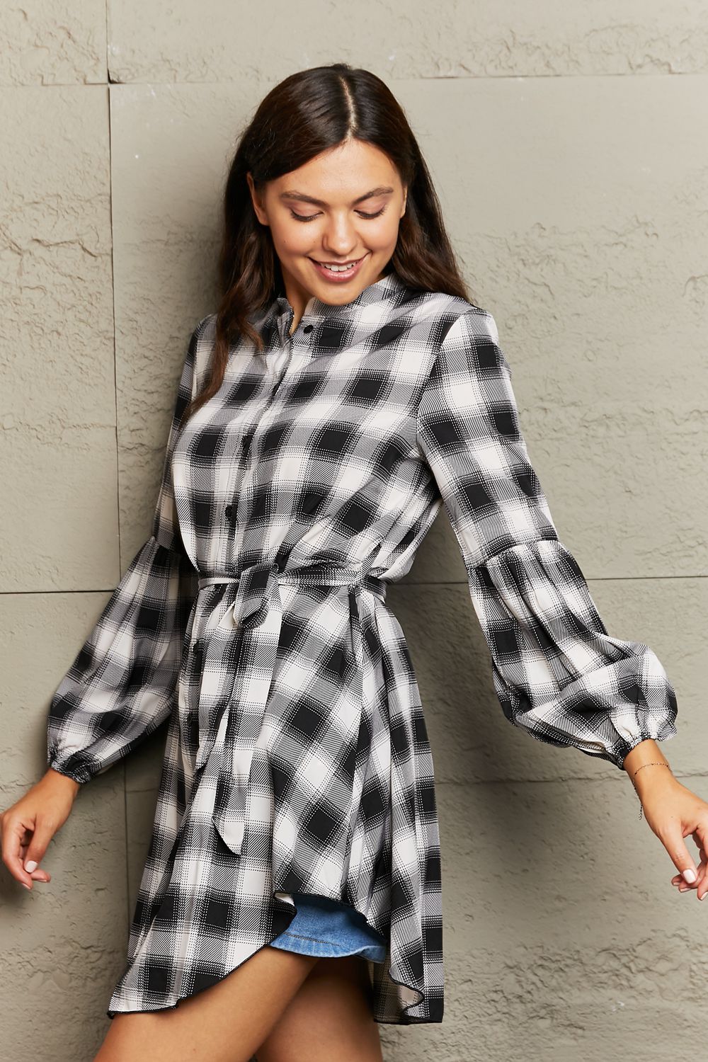 Eve Plaid Tie Waist Mini Dress