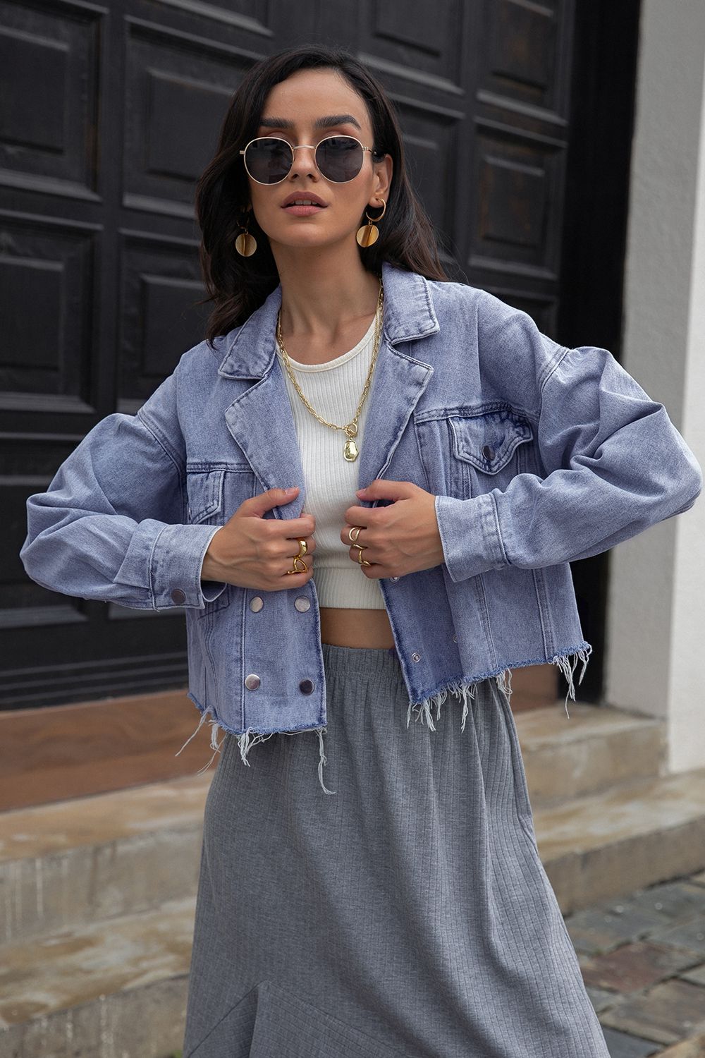Gemma Lapel Collar Denim Jacket