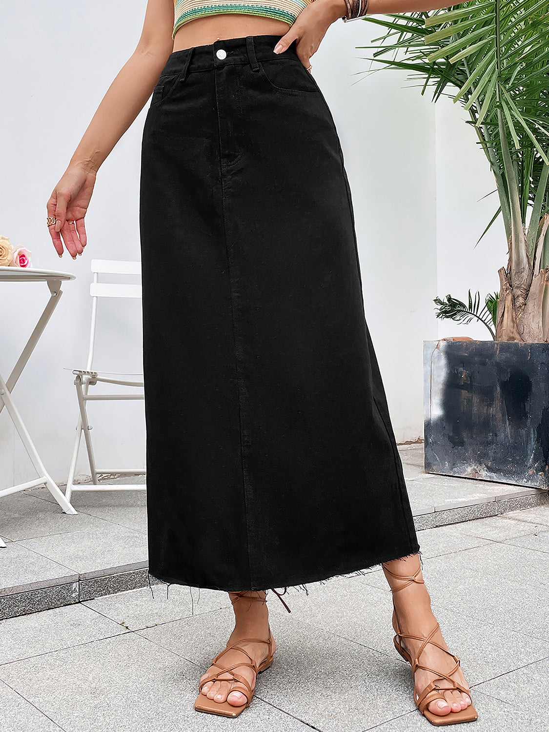 Cecilia Raw Hem Denim Skirt