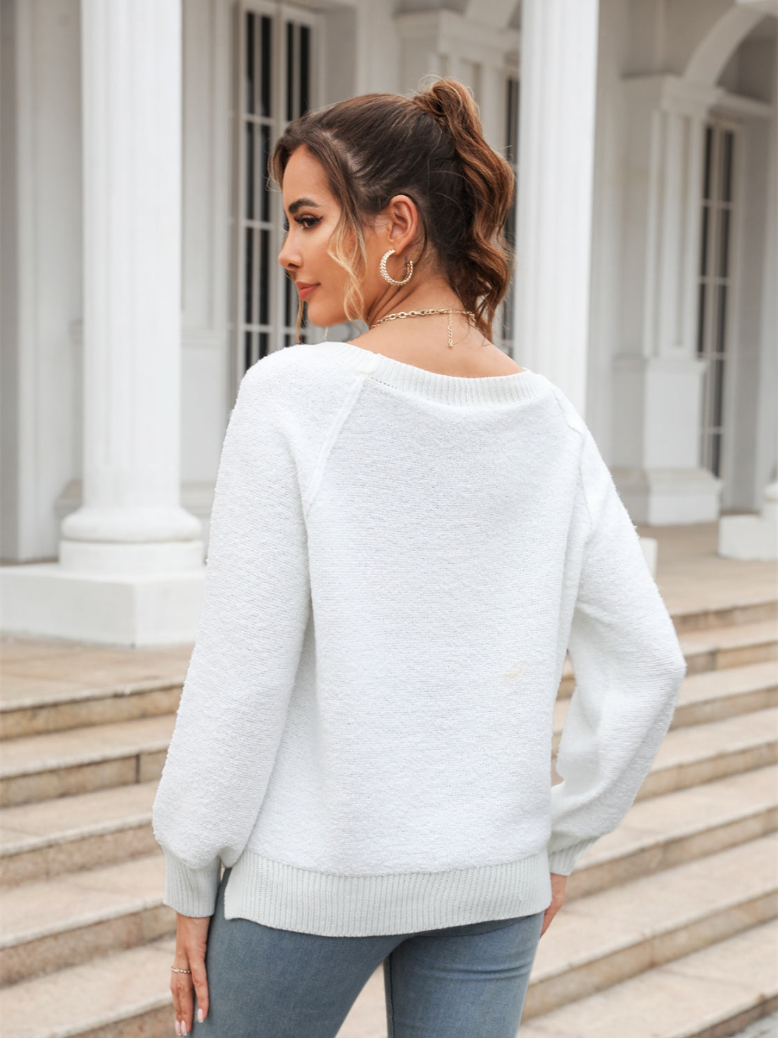My Sweet Time Ribbed Trim Sweater