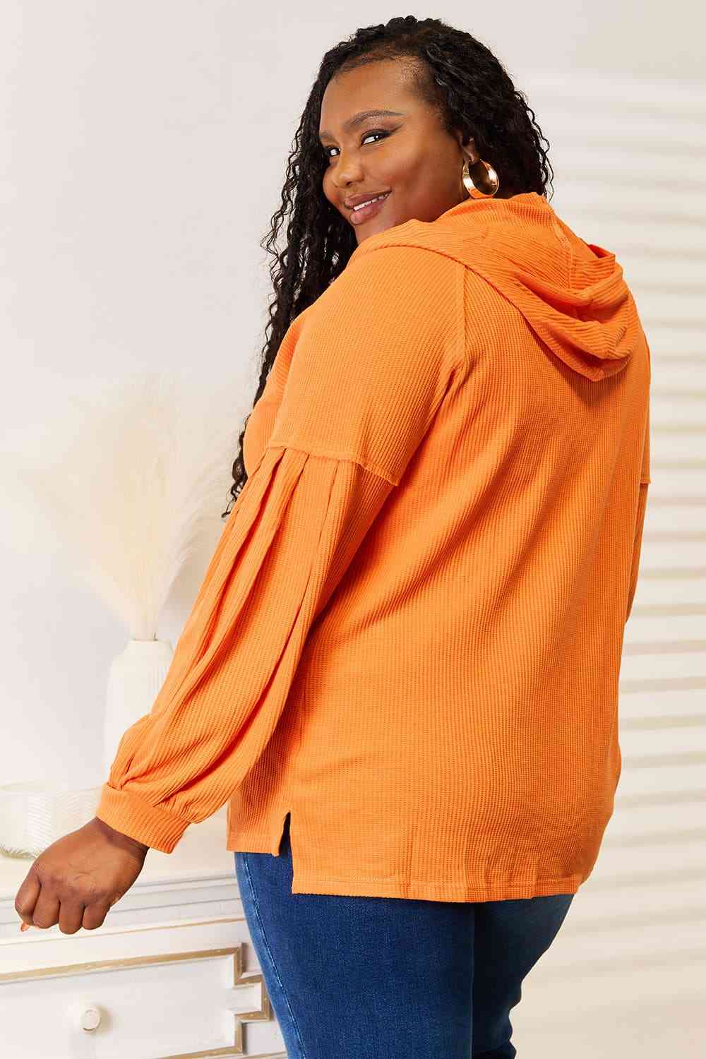 Bryanna Buttoned Waffle Knit Hoodie