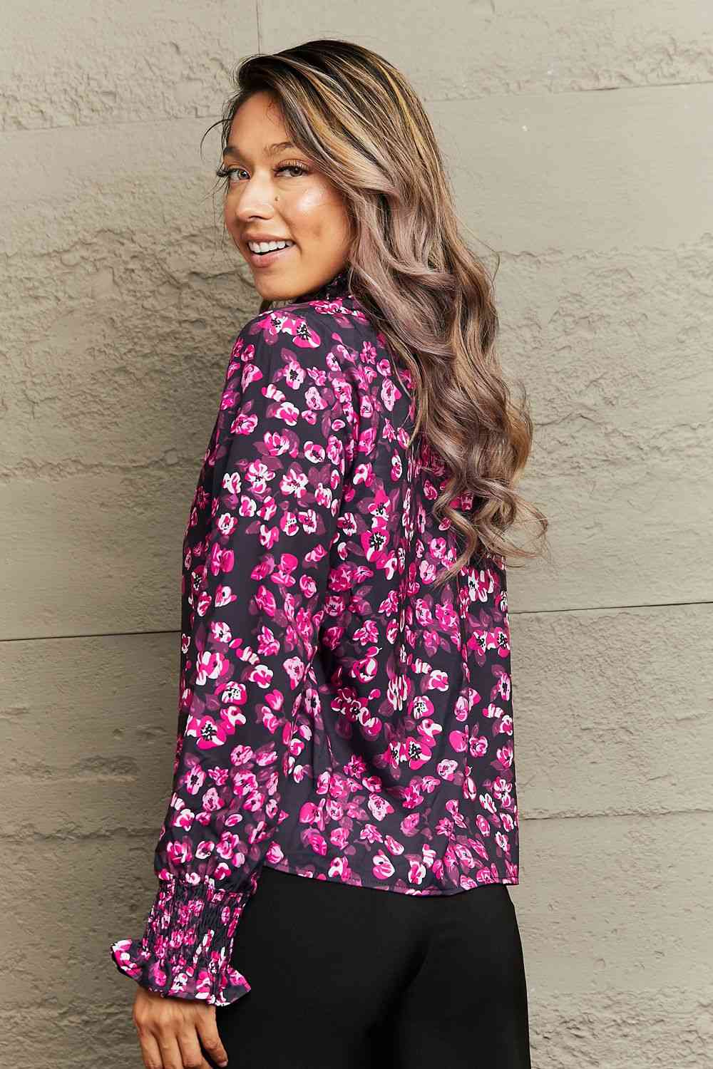 Tessa Floral Flounce Sleeve Blouse