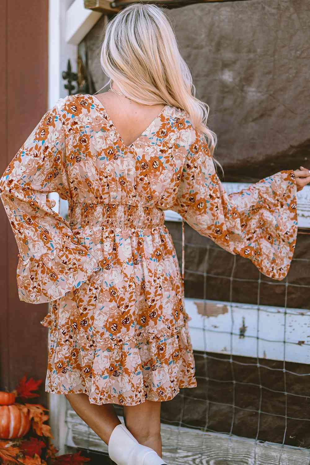 Penny Floral Frill Trim V-Neck Smocked Dress