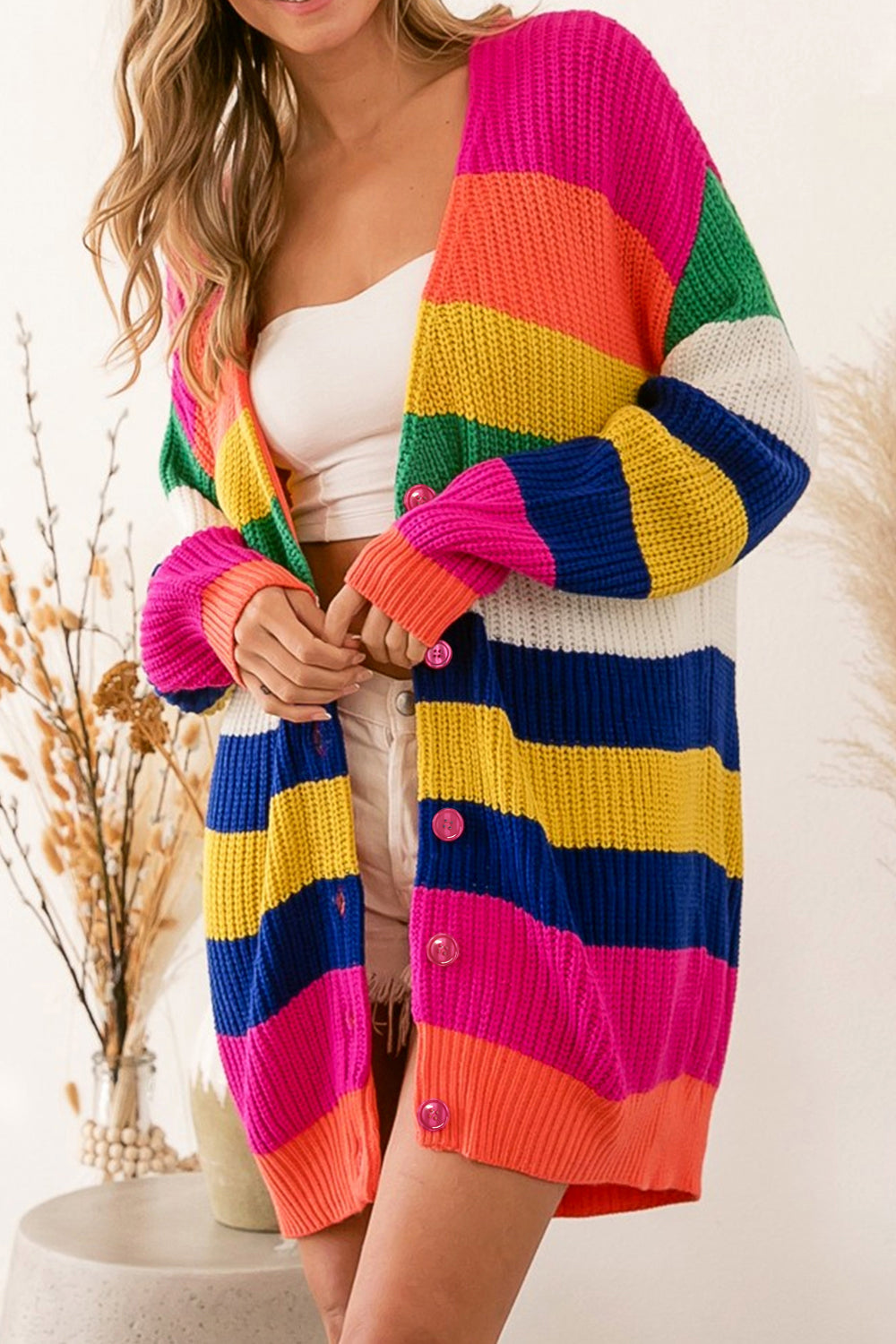 Splash Of Color Striped Cardigan