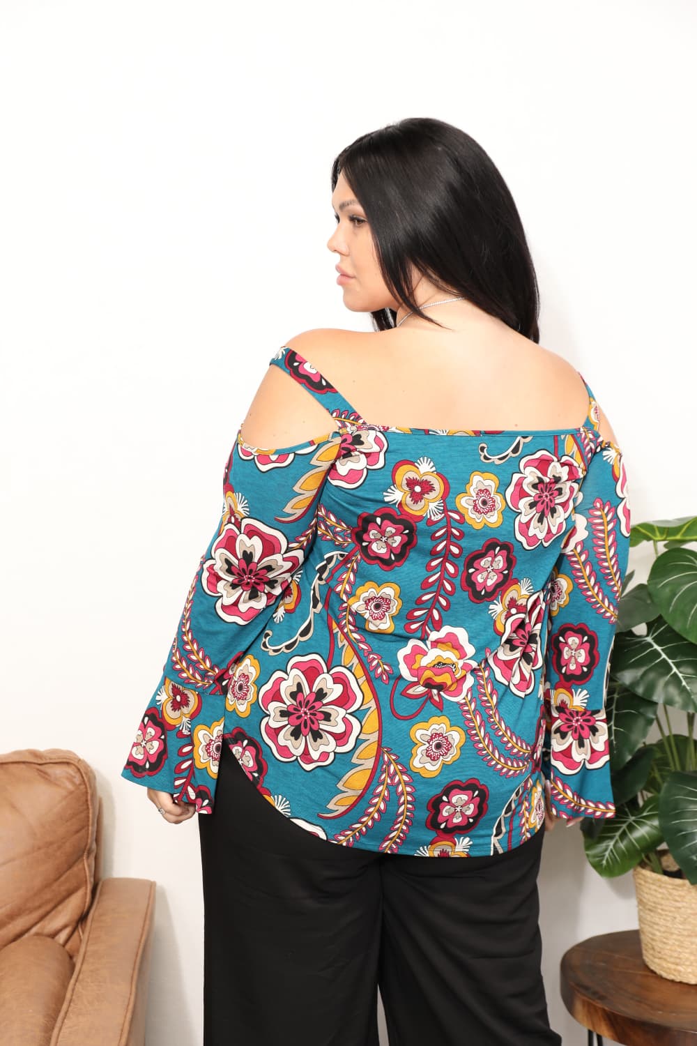 Gracie Floral Cold Shoulder Blouse