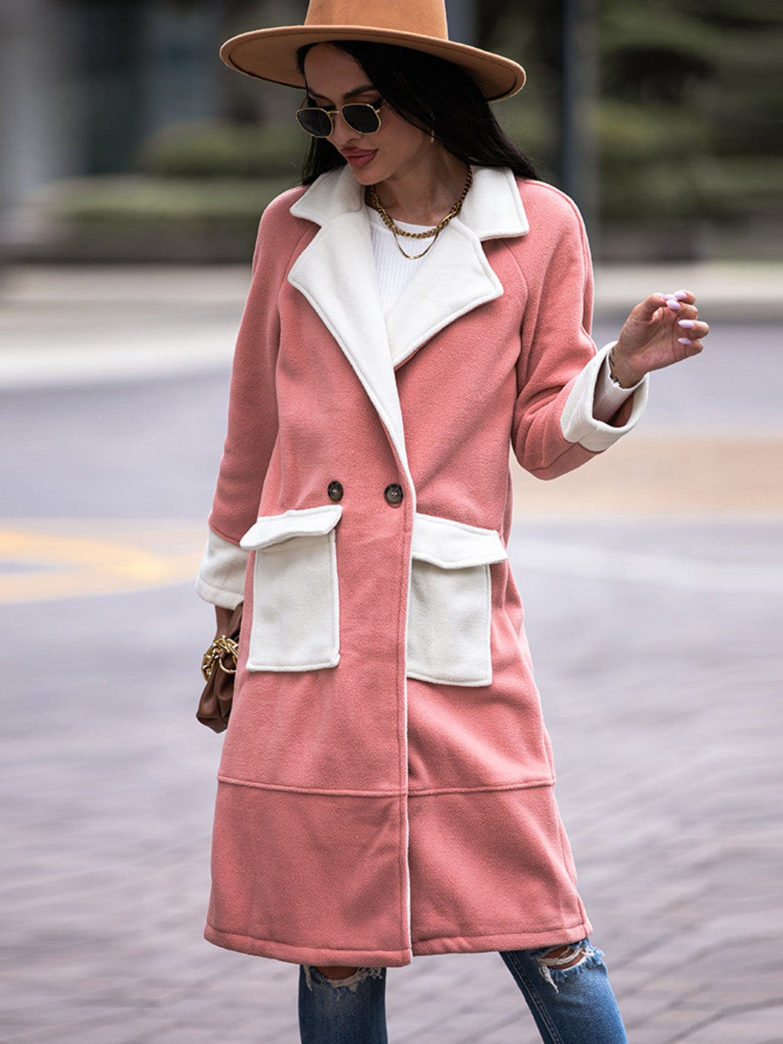 Go With It Contrast Lapel Coat