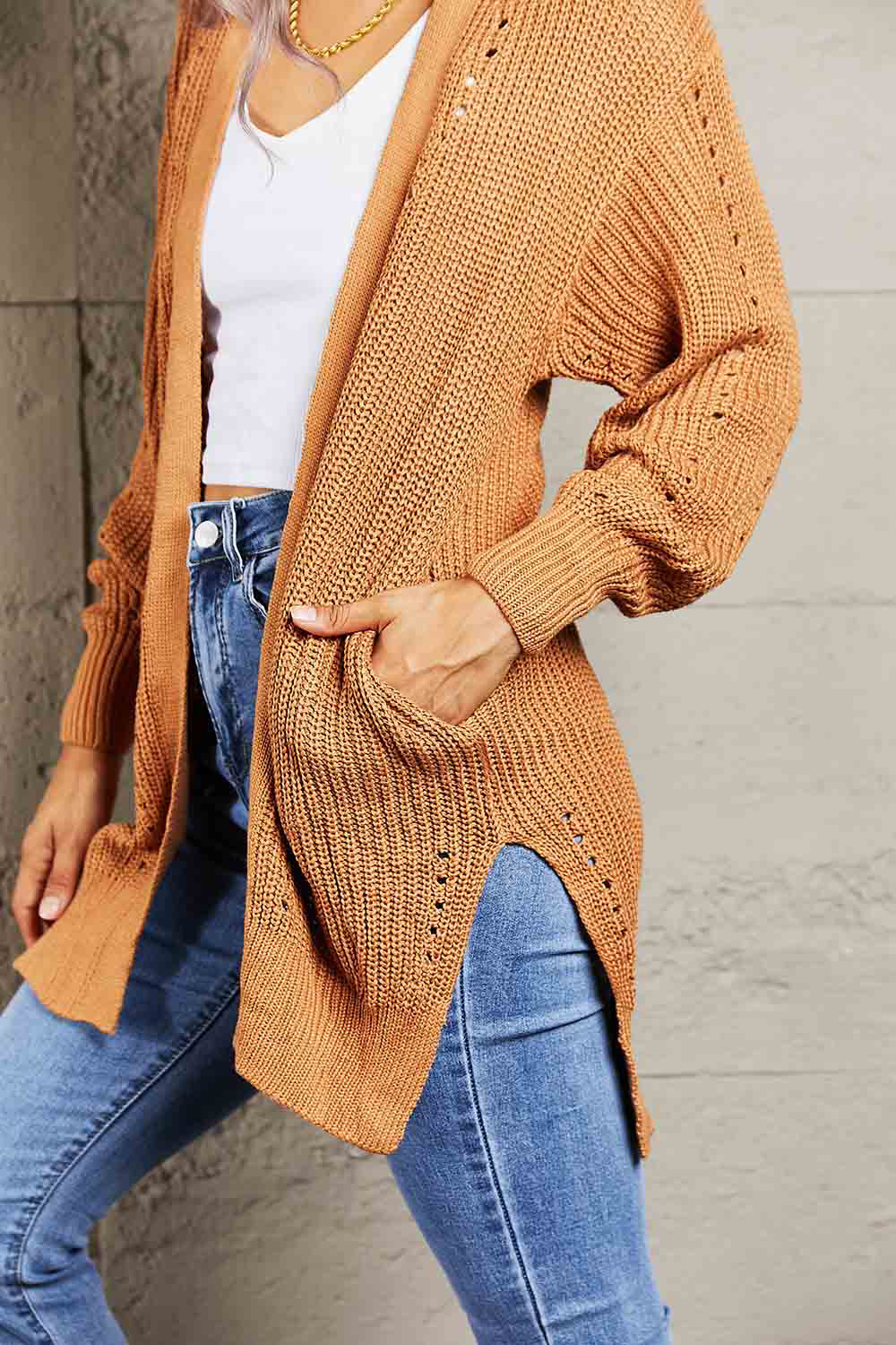 Ryleigh Openwork Rib-Knit Cardigan