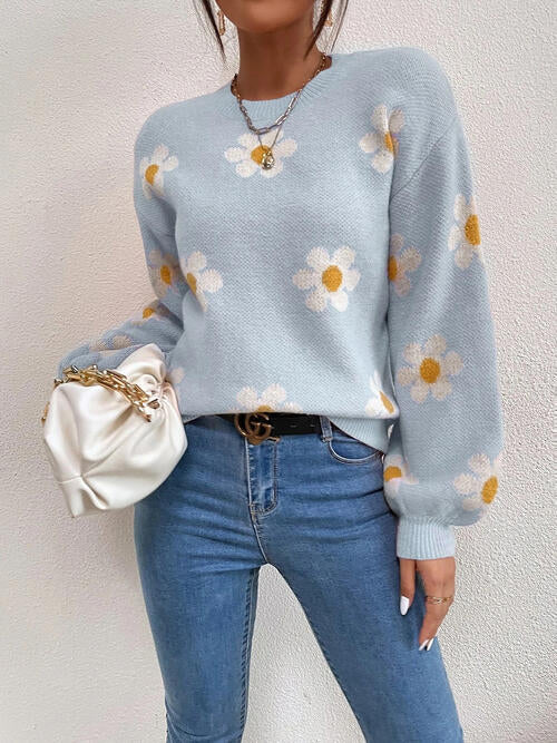 Luna Flower Lantern Sleeve Sweater