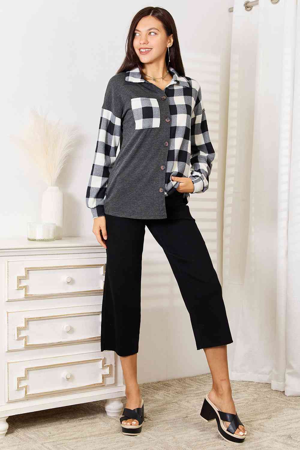 Gabriela Plaid Contrast Shacket