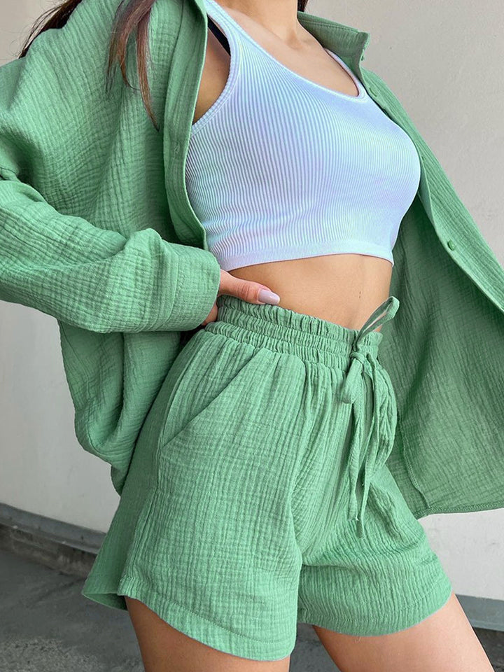 Jazmin Textured Shirt and Shorts Set