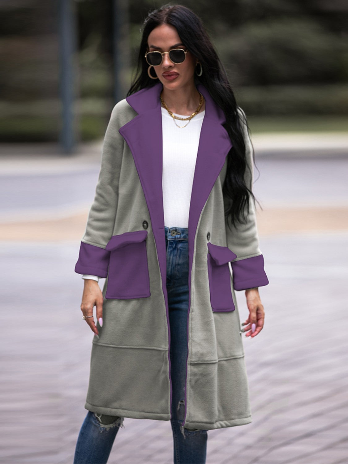 Go With It Contrast Lapel Coat