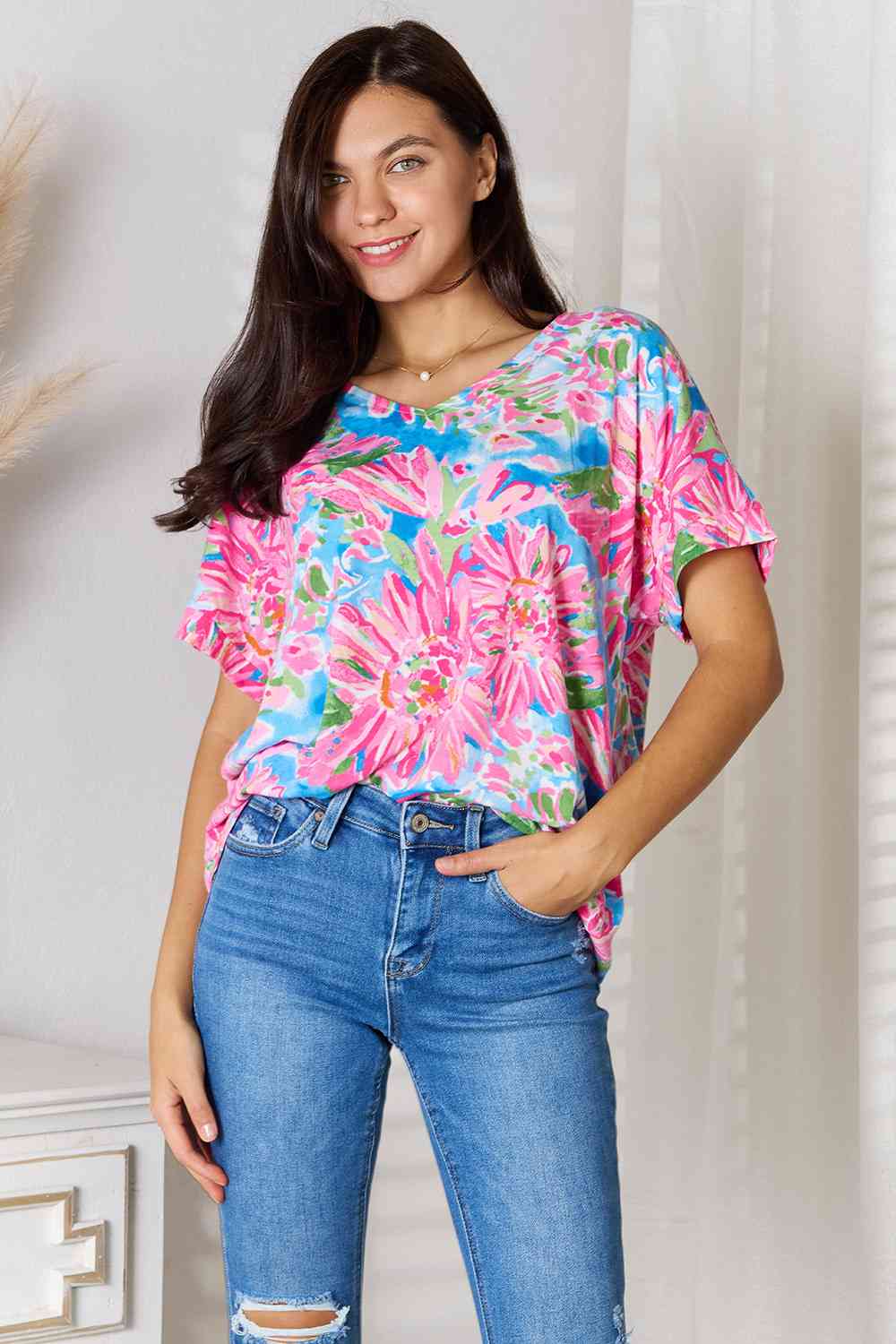 Mila Floral V-Neck Blouse
