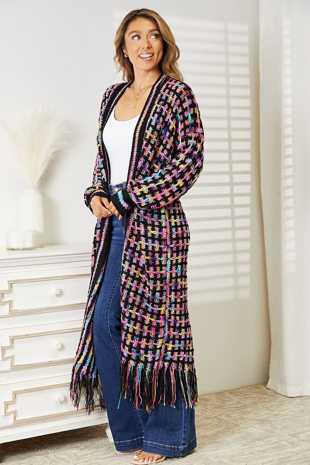 Stay Cozy Open Front Fringe Hem Cardigan