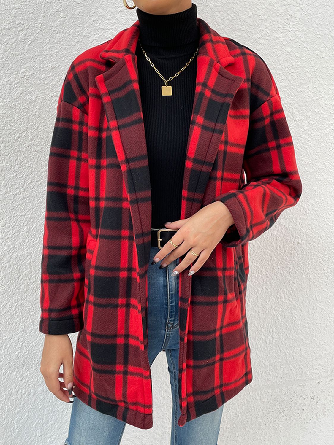 Nature Is Home Plaid Lapel Coat