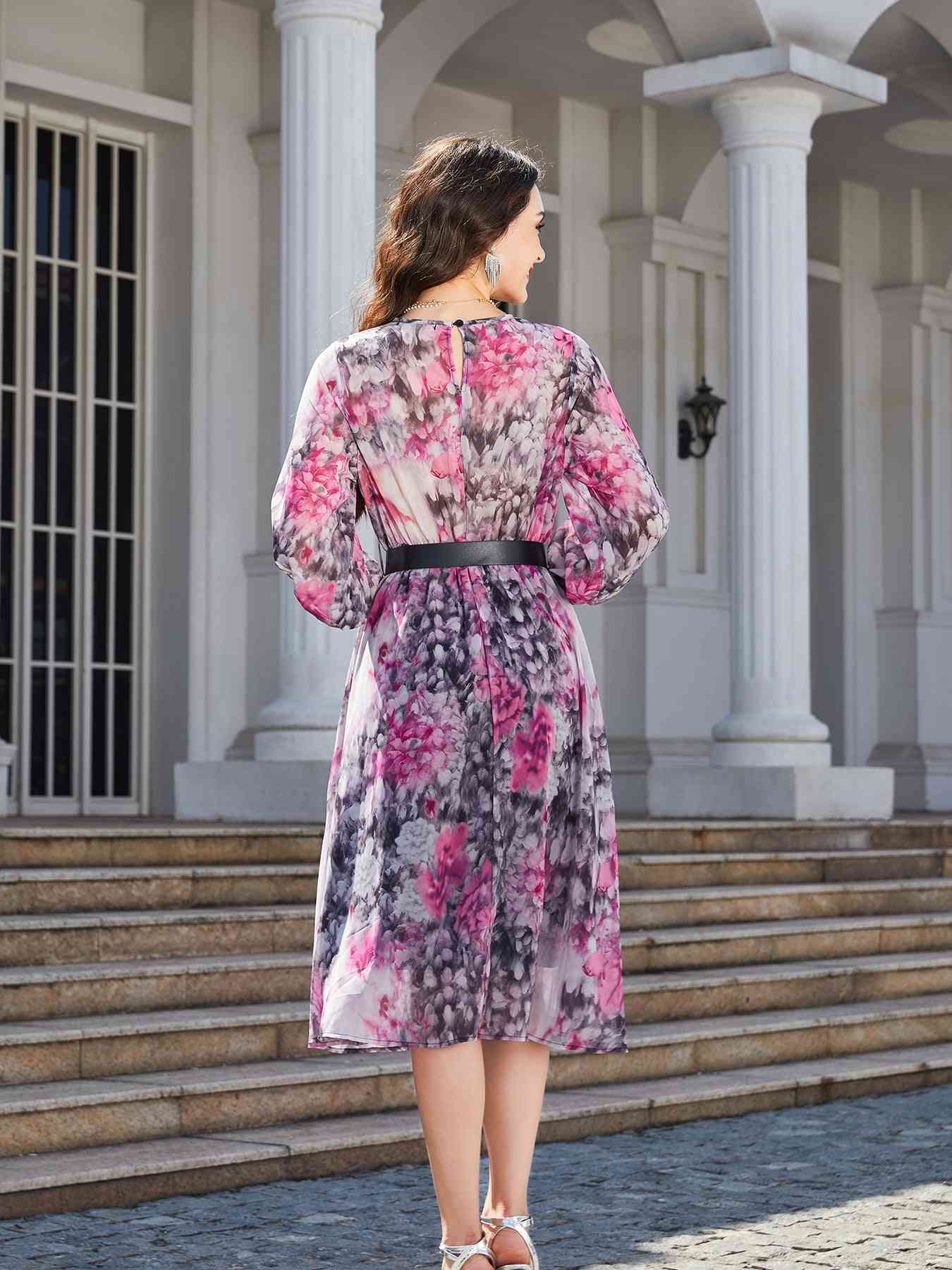 Harlee Floral Balloon Sleeve Midi Dress
