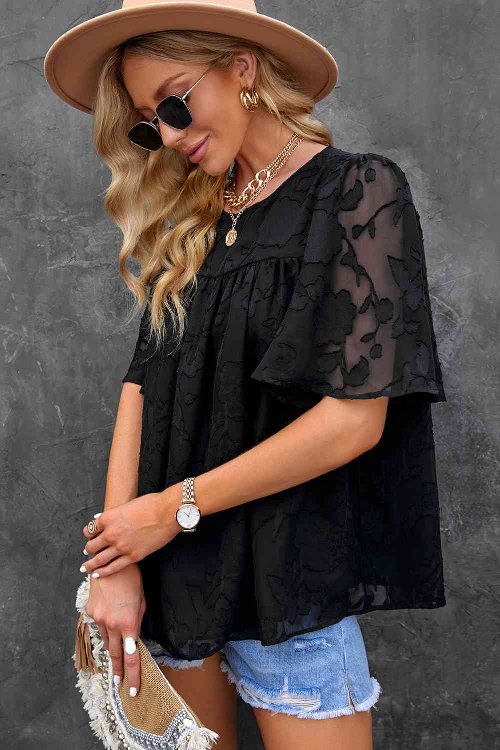Vanessa Round Neck Puff Sleeve Blouse