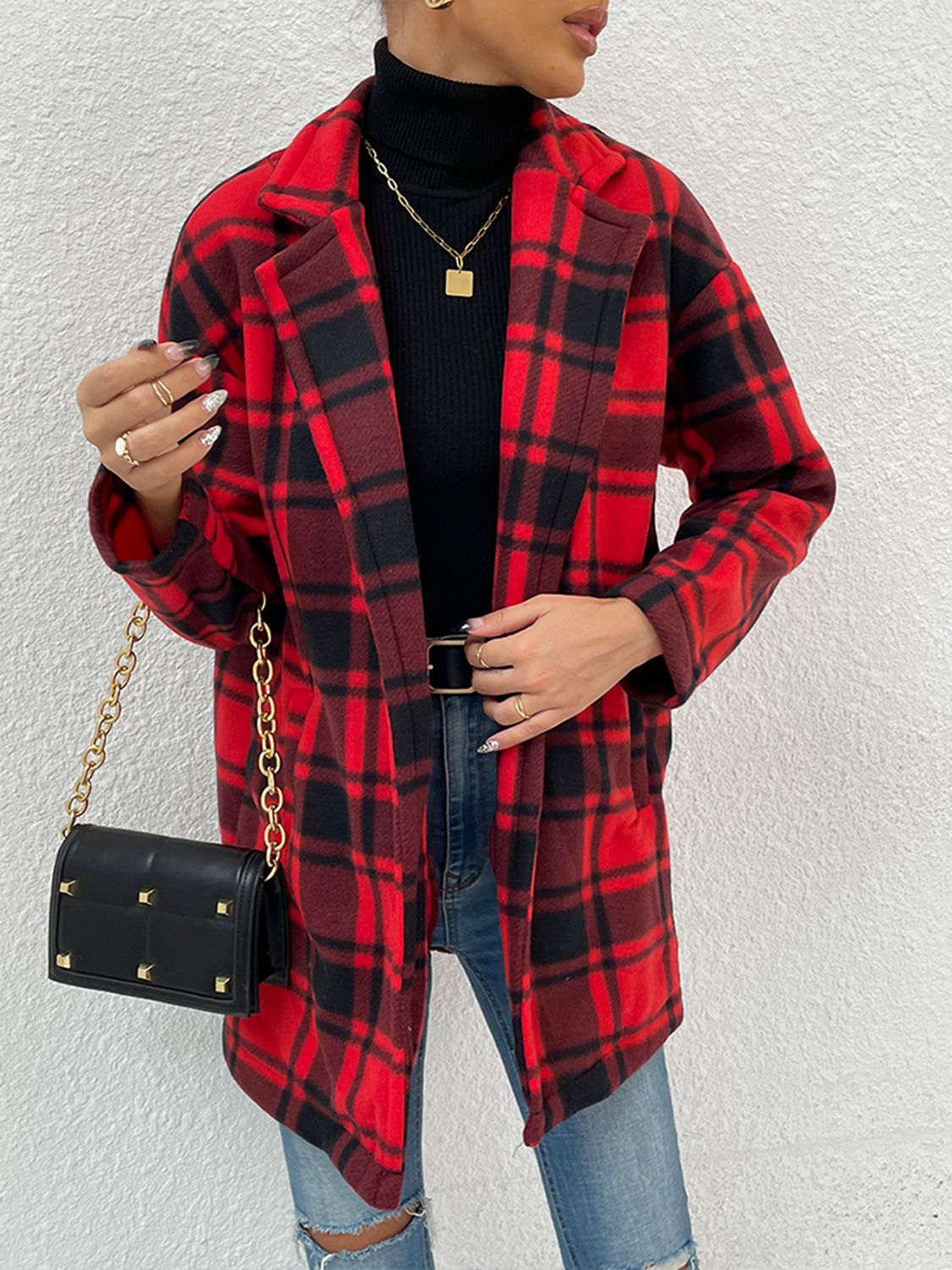 Nature Is Home Plaid Lapel Coat