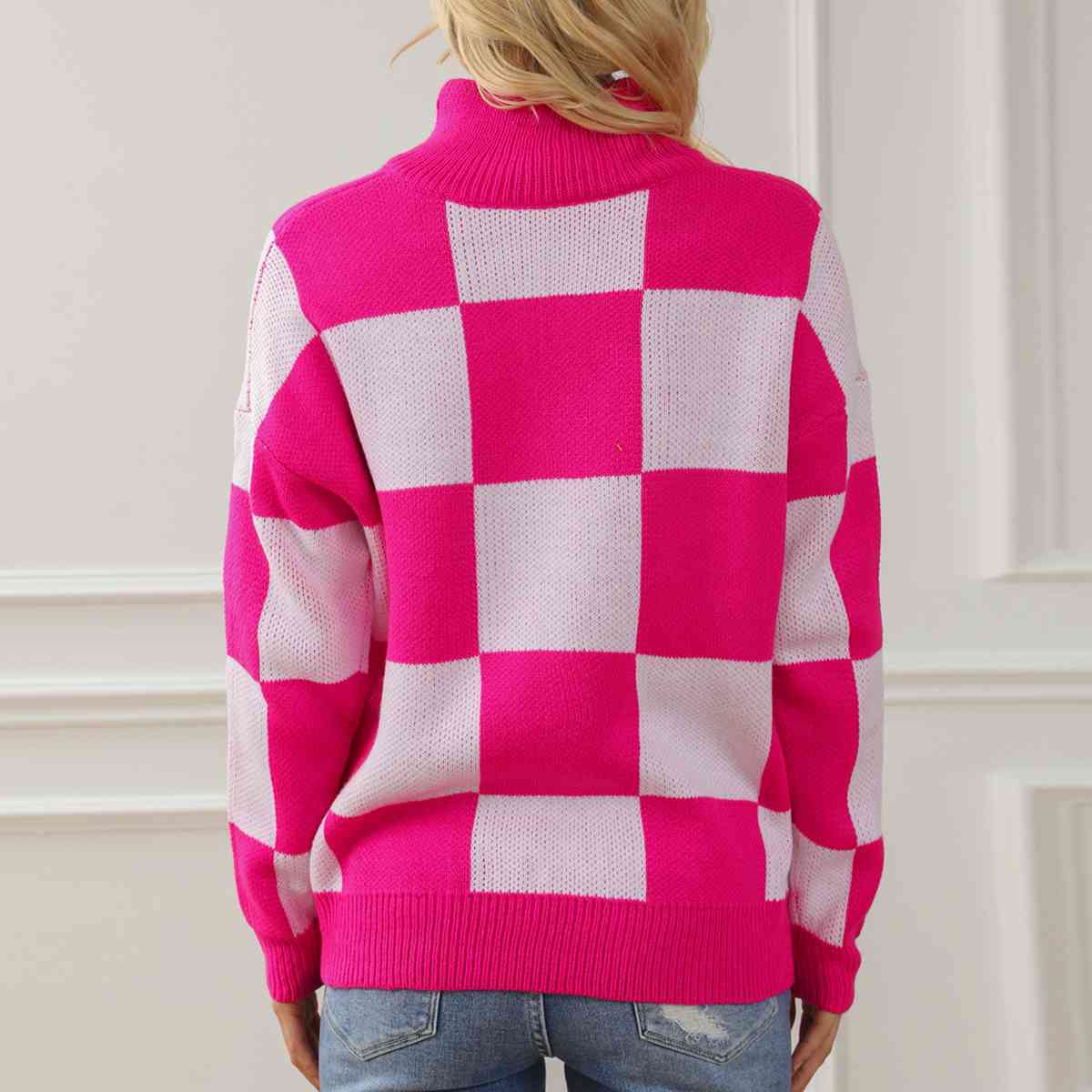 Time To Play Checkered Half Zip Pullover