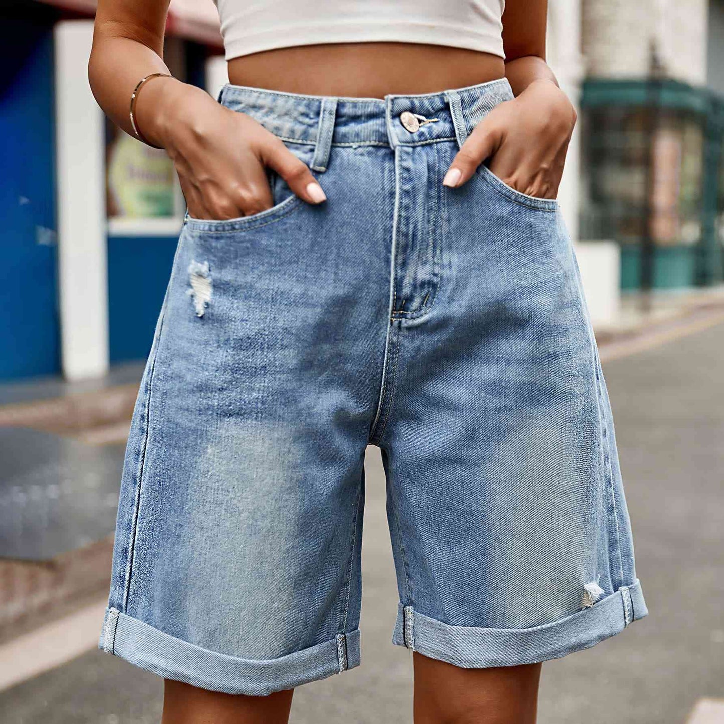 Tiana Distressed Denim Shorts