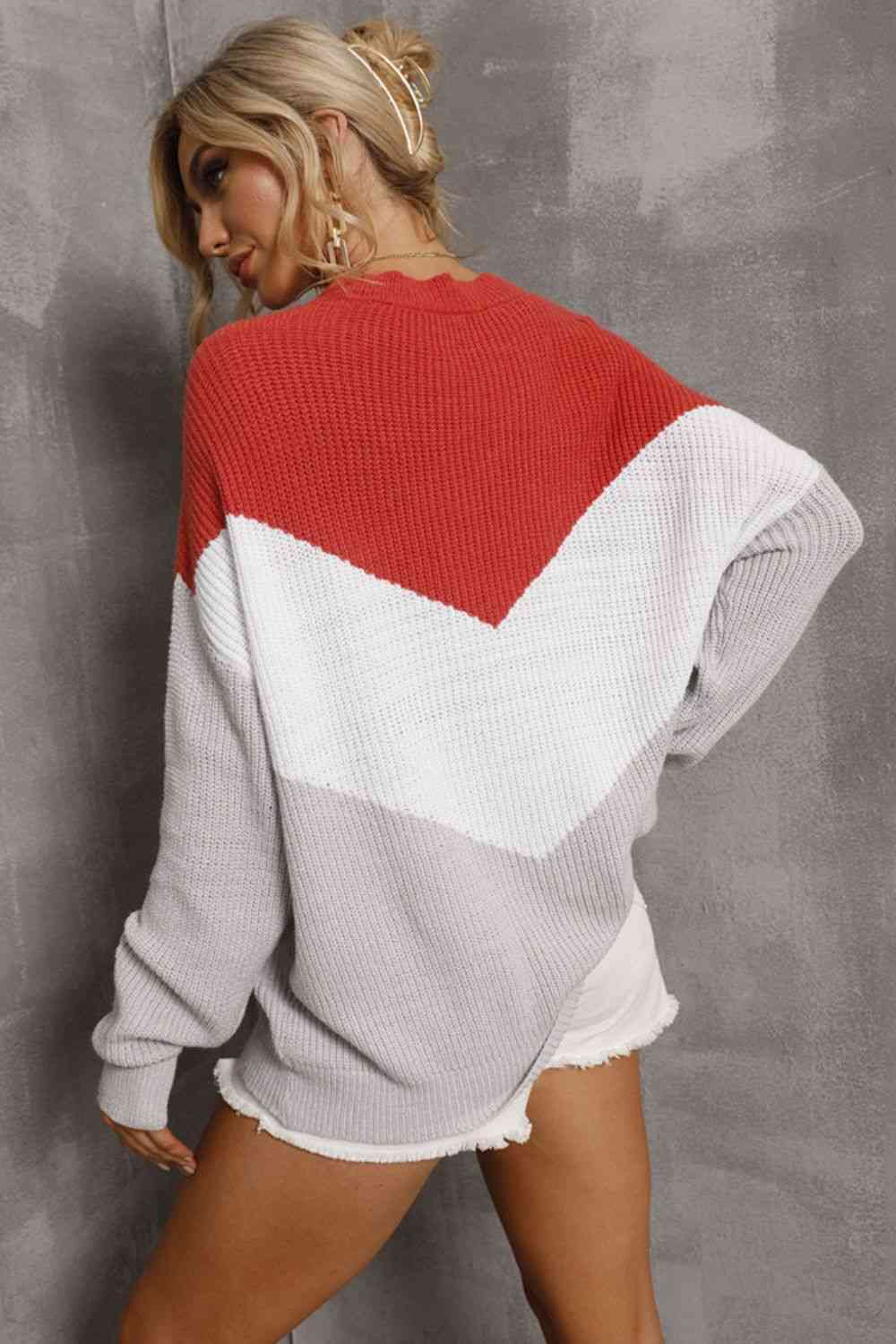 Christina Color Block Rib-Knit Sweater