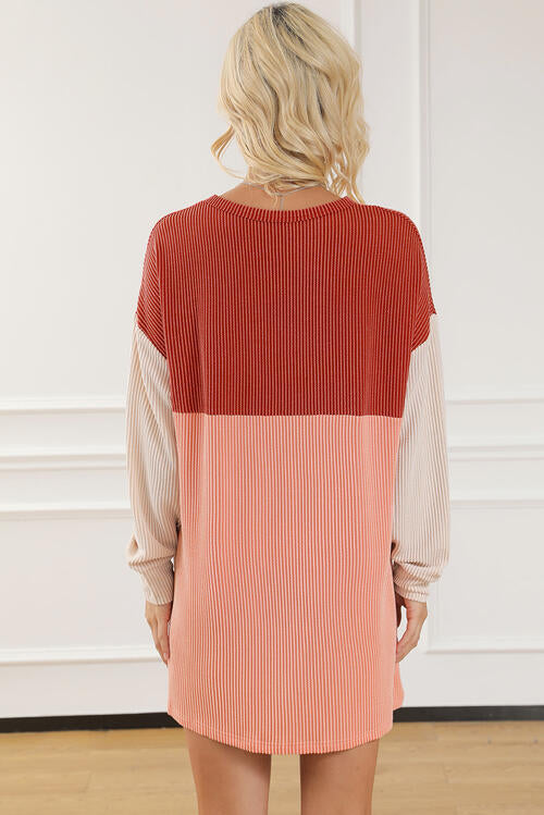 Millie Color Block Long Sleeve Tee Dress
