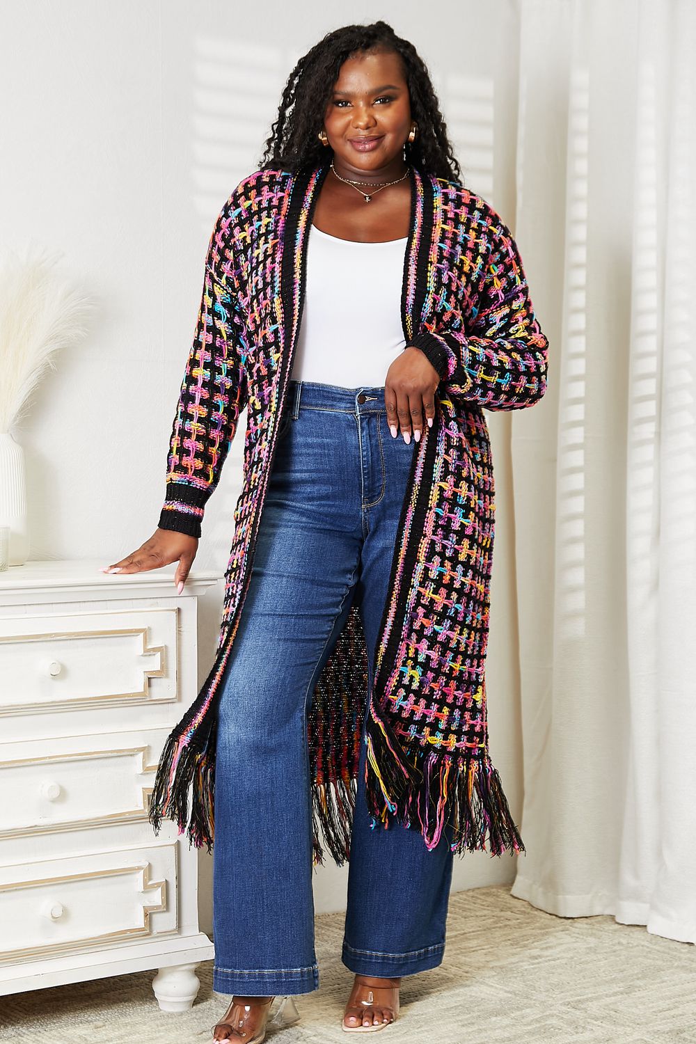 Stay Cozy Open Front Fringe Hem Cardigan